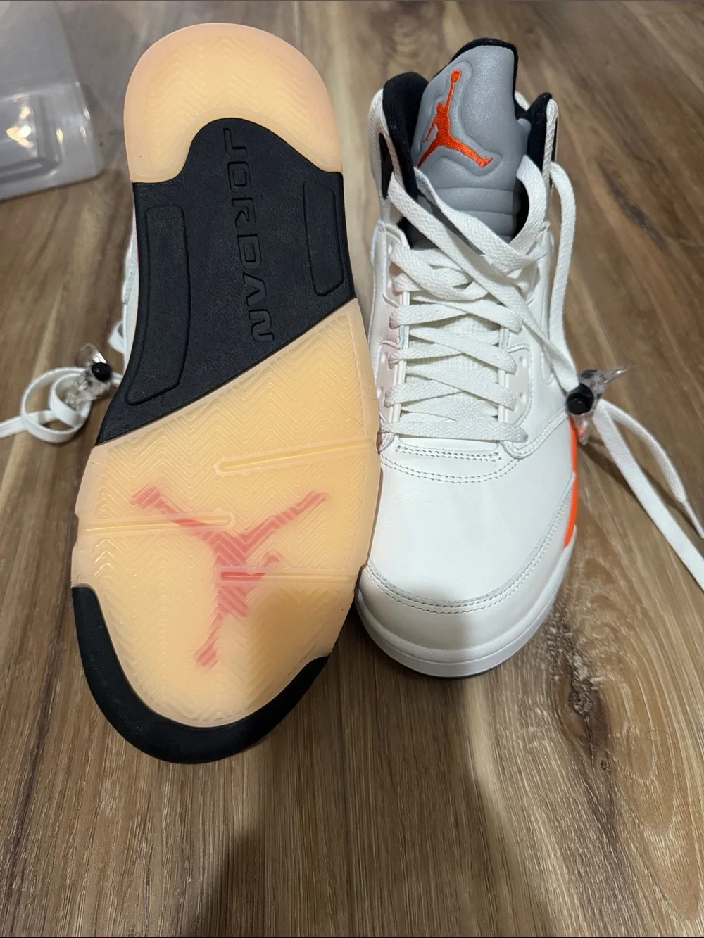 Air Jordan Retro 5 Sneakers mens 10 in White & Orange never worn. No box